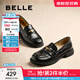 百麗（Belle）海鷗米色樂(lè )福鞋女皺皮商場(chǎng)同款通勤百搭鞋D7D1DAA5預售 黑色 38 (240mm)