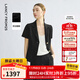 朗姿平駁領(lǐng)醋酸短袖商務(wù)西裝外套黑白色ol西服2025年夏季新款 黑色 M