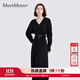 MeetMetro瑪依爾2025秋季新款氣質V領針織連衣裙女收腰知性裙子 黑色【現(xiàn)貨閃電發(fā)】 S