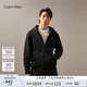 Calvin KleinJeans秋冬男士休閑簡(jiǎn)約ck印花寬松抓絨拉鏈開(kāi)衫連帽衛衣J326897 BEH-太空黑 M