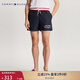 TOMMY HILFIGER春夏男裝休閑居家刺繡撞色抽繩可外穿海邊沙灘運動(dòng)睡褲短褲 藏青色DW5 M