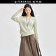 佐丹奴長(cháng)袖T恤女新款抽褶不規則下擺時(shí)尚鉤花圓領(lǐng)套頭衫18324504 綠灰色 淺灰綠 XL