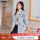 MsShe【重工刺繡仿牛仔外套】大碼女裝2025秋裝胖mm寬松開(kāi)衫上衣 牛仔淺藍色現貨 偏大半個(gè)碼 2XL