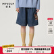 幻走（MOVEUP）2024春季新款.FUN系列抽繩趣味繡花設計師牛仔短褲女 牛仔藍 M