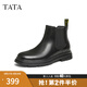 他她（TATA）2024冬商場(chǎng)同款時(shí)尚休閑切爾西靴男新款73N41DD4 黑色 41