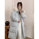 鹿王戀雪韓版羽絨服女裝2025年冬季新款寬松大毛領(lǐng)超長(cháng)款加厚保暖連帽外套 藍色 S （115～135斤）