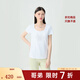 哥弟（GIRDEAR）女裝大U領(lǐng)精致?tīng)C鉆莫代爾親膚短袖套頭T恤女1301054 白色 S (2)