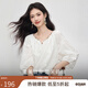 熙世界（sllsky）輕民族風(fēng)立體蝴蝶刺繡襯衫女2025初秋新款設(shè)計(jì)感七分袖上衣 白色 XL