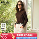 Olrain歐芮兒長(cháng)袖T恤女冬季新款通勤加絨加厚德絨打底衫 咖色 S