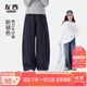 左西女童牛仔褲防褪色兒童彎刀褲2025新款大童秋裝褲子 深牛仔色 160