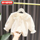 凌卡戚1-5歲女寶寶親膚棉襯衫女?huà)雰捍貉b新款女童小波點(diǎn)娃娃領(lǐng)長(cháng)袖上衣 杏色 80 cm