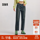 森馬（Semir）牛仔褲女冬加絨做舊長(zhǎng)褲女生保暖顯腿長(zhǎng)ins潮直筒褲103724124011