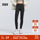 森馬休閑褲女高彈收腹緊身打底褲2025春新款黑色隨心裁九分褲純色 黑色90001 L 165/70A