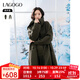 LAGOGO全羊毛高級感中長(cháng)款大衣女拉谷谷2024冬新款美利奴雙面毛呢 橄欖綠 S