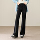 ESE-Y逸陽(yáng)加絨西裝微喇褲女2025年冬季厚款垂感彈力顯瘦通勤休閑喇叭褲 黑色 28