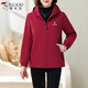 啄木鳥(niǎo)加絨外套女秋冬新款時(shí)尚氣質(zhì)加厚保暖中年媽媽夾克上衣 紅色  XL