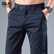 班尼路（Baleno）S&K系列春秋商務(wù)休閑褲男款彈力褲子男寬松直筒潮流爸爸運動(dòng)長(cháng)褲 藏青 春秋常規款 38