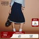 Teenie Weenie小熊女裝半身裙2025秋季新款氣質(zhì)學(xué)院風(fēng)中長(cháng)款百褶裙 藏青色 S