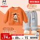 巴布豆寶寶衣服男童加絨套裝冬季新款中小童加厚保暖防風(fēng)卡通洋氣童裝 暖橘 帽衫巴布+灰 藍帽巴布X 100