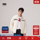 Levi's李維斯情侶同款字母印花翻領(lǐng)寬松美式復古休閑時(shí)尚夾棉外套 白色 L
