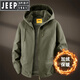 JEEP SPIRIT純棉棉服男款連帽外套加絨加厚2025冬季新款保暖中年爸爸冬裝棉襖 軍綠色 【Jeep官方】 M 【95-115斤】