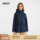AIGLE艾高女士外套沖鋒衣功能面料夾克MTD防風(fēng)防雨透汽中長(cháng)款 帝國深藍 AU477 40(170/92A)