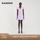 SANDRO2024春秋款女裝小飛袖紫色雛菊刺繡短款連衣裙SFPRO03654 I046/紫色 XS