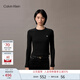 Calvin KleinJeans25秋季新款女士簡約字母ck辣妹正肩羅紋打底長袖T恤47D260G UB1-太空黑 M