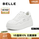 百麗（Belle）簡(jiǎn)約百搭小白鞋女2025秋新商場(chǎng)同款厚底增高休閑板鞋E7J1DCM5預(yù)售 米白色 37