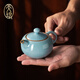 天瑯窯哥窯冰裂紋單壺球孔過(guò)濾開(kāi)片高端茶具茶壺收藏文玩 西施壺