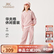 英氏兒童套裝女童衣服秋季時(shí)尚休閑運動(dòng)風(fēng)衛衣褲子兩件套秋裝中大童裝 時(shí)尚休閑 粉色+粉色 150