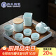 蘇氏陶瓷茶具茶盤(pán)套裝心悅影青陶瓷茶葉罐手柄泡茶壺配小清新竹木儲水茶托