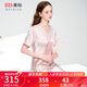 美標（MEIBIAO）商場(chǎng)同款真絲短袖睡裙女夏19姆米睡衣性感桑蠶絲連衣裙送禮家居服 灰粉 L （165/88A）