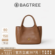BAGTREE包包樹(shù)墩墩包輕奢品牌新款植鞣皮菜籃子手提水桶包女士包生日禮物 烤棕色【贈可拆卸內袋】 高級小眾生日禮物女