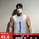 GEKM 肌肉健身兄弟潮牌背心男兄弟夏季跑步籃球訓練坎肩無(wú)袖T恤運動(dòng)服 B-09(棉質(zhì))白色藍花 2XL 【建議160-180斤】