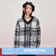 樂(lè )町馬海毛寬松個(gè)性V領(lǐng)線(xiàn)套衫冬新款格紋小熊提花少女毛衣 黑白格紋（現貨） L