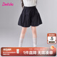 笛莎（DEESHA）童裝兒童女童休閑褲子2025夏季新款中大童甜美花苞短褲 黑色 130