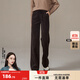 逸陽(yáng)加絨窄版直筒褲女高腰顯瘦通勤休閑闊腿秋冬厚款長(cháng)褲子 咖啡色 29
