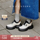 COZY STEPS可至【張婧儀同款】女士春季新款輕盈厚底增高牛皮貝果鞋 香草奶白+曜石黑7157 36