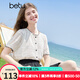 百圖betu女裝2025夏季新款襯衫小香風(fēng)波浪型撞色設(shè)計(jì)透氣短袖2407X08 米白 M