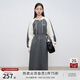 自巧小個(gè)子學(xué)院風(fēng)休閑收腰針織連衣裙女2024冬裝新款連帽衛衣裙子 炭灰色 XXS (1碼)