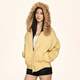 AAISUP美式可拆卸毛領(lǐng)針織開(kāi)衫女2025年秋冬寬松慵懶風(fēng)軟糯連帽毛衣外套 黃色 M (100-110);15天內發(fā)貨