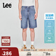 Lee涼涼褲25新品舒適直筒天絲中藍色男牛仔短褲休閑潮流A08140