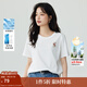 茵曼（INMAN）純棉舒適女裝logo繡花短袖t恤女時(shí)尚百搭休閑2025夏季新品上衣 米白色全棉-F18525135 M