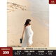 ELLE【淺白月光】白色拼接花邊吊帶連衣裙女2025夏新款海邊沙灘裙 白色 S