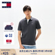TOMMY JEANS【潮流鑲邊】25夏季男裝純棉珠地網(wǎng)眼商務(wù)翻領(lǐng)短袖T恤POLO 灰黑色PT2 M