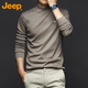 吉普（JEEP）長(zhǎng)袖T恤男春秋季半高領(lǐng)絲光棉打底衫男士衛(wèi)衣服男裝 淺駝色XL