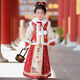 安妮優(yōu)兒（Anneyol）漢服女童冬季2025新款秋冬兒童國風(fēng)冬裝唐裝女孩加厚古風(fēng)超仙套裝 紅色夾棉 120