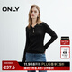 ONLY2025秋季新款高智感polo領(lǐng)長(cháng)袖微落肩針織衫女|125324011 H1Z黑色 L