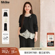 MsShe【三件套蕾絲打底衫衛衣闊腿褲套裝】大碼女裝2025秋裝胖mm巨顯瘦 【三件套】黑色現貨 4XL